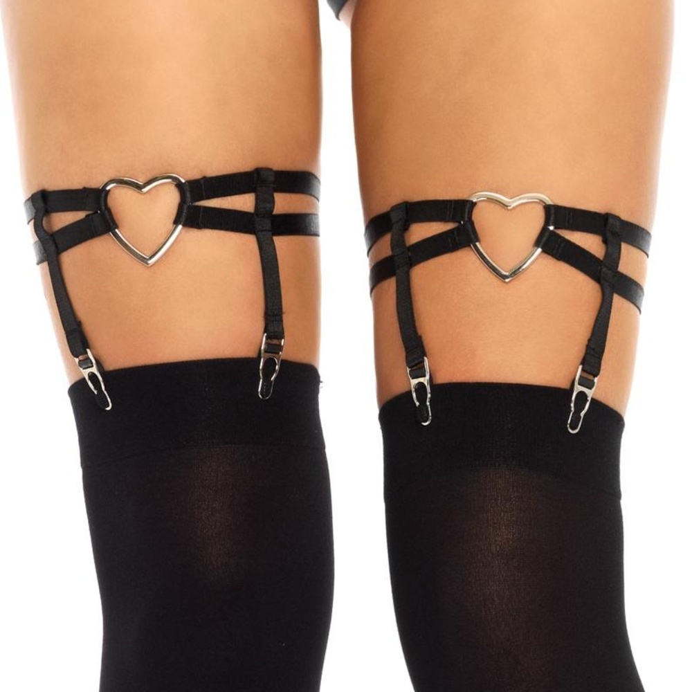 HEART THIGH HIGH BLACK GARTER 2332-os